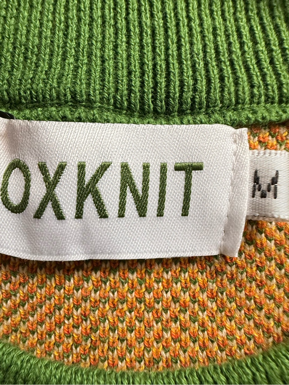 NWT 2-Piece OXKNIT Set - Cream/Green/Orange/Yellow Retro Knit Vest + Skirt Set M - Picture 8 of 15
